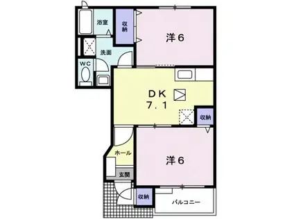 ブルックサイドスクエア(2DK/1階)の間取り写真