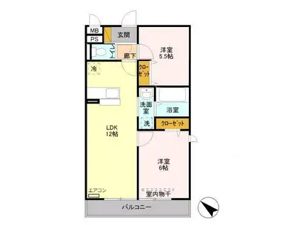 ヘリオス吉川美南 アプロディーテ(2LDK/2階)の間取り写真