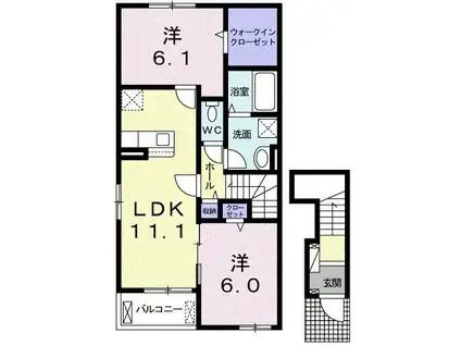 アデッソ(2LDK/2階)の間取り写真