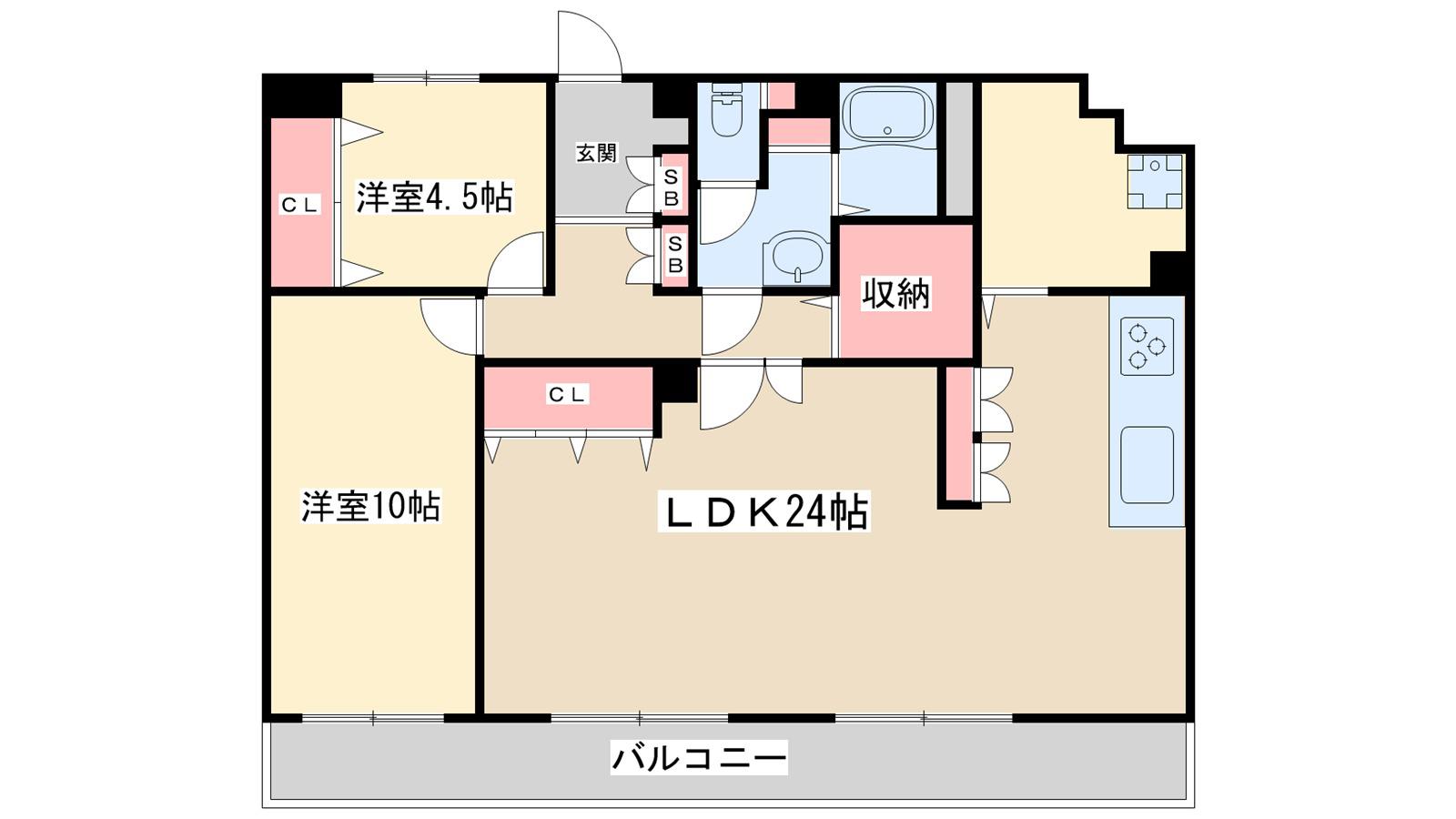 マンションサルナート(2LDK/6階)の間取り写真