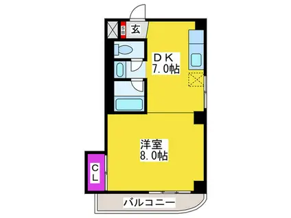 コーポあすか(1DK/3階)の間取り写真