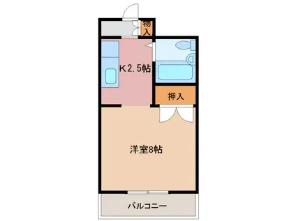 第二ビューハイツ兄山(1K/7階)の間取り写真