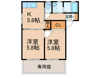メゾンファミーユ(2K/1階)の間取り写真