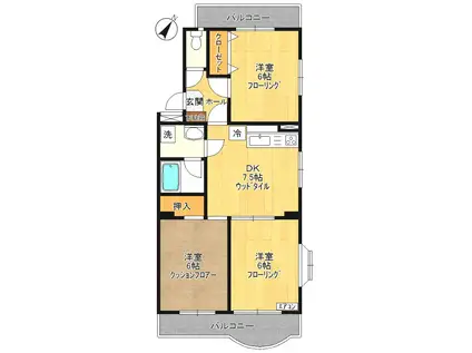 アネックスサホダ(3DK/2階)の間取り写真