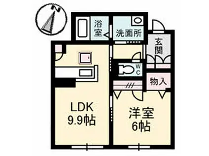 リヴェール(1LDK/1階)の間取り写真