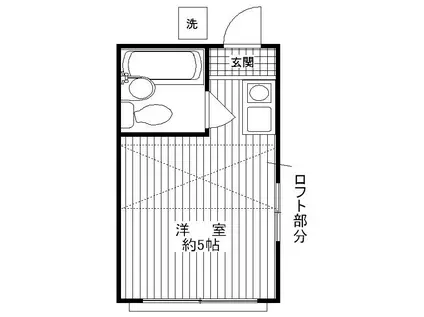 ペアパレス落合(ワンルーム/2階)の間取り写真