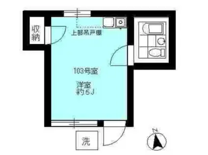 都立大ハイツ(ワンルーム/1階)の間取り写真