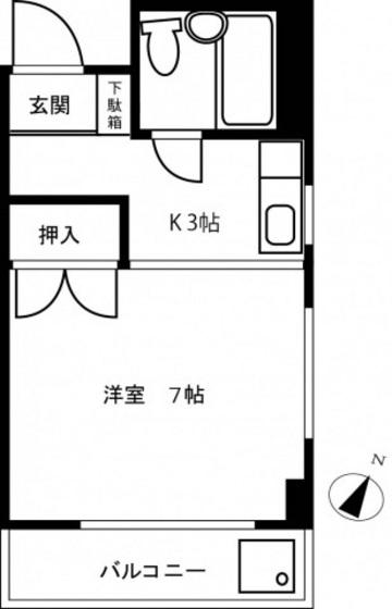 高雄ビル(1K/3階)の間取り写真