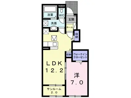 シャン・ド・フルールI(1LDK/1階)の間取り写真