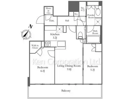 ブランズタワーみなとみらい(2LDK/20階)の間取り写真