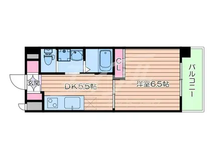 アールエスフラッツ(1DK/8階)の間取り写真