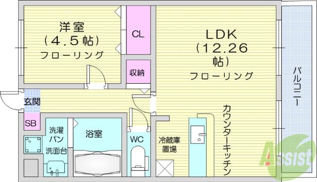セレクト小松島(1LDK/1階)の間取り写真
