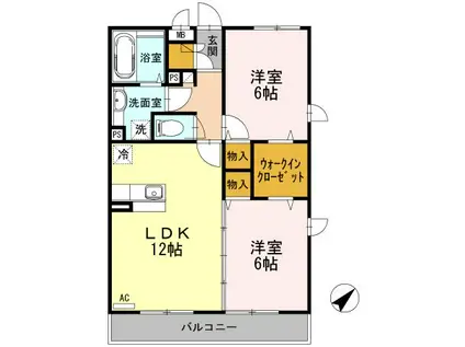 コンフォール瑞江Ⅸ(2LDK/3階)の間取り写真