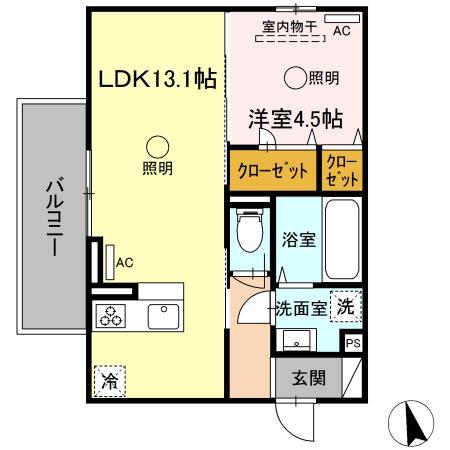 サンセット横手本町(1LDK/3階)の間取り写真