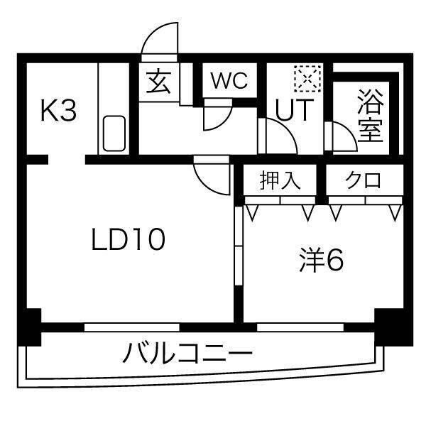 ブルーリーフ桑園(1LDK/1階)の間取り写真