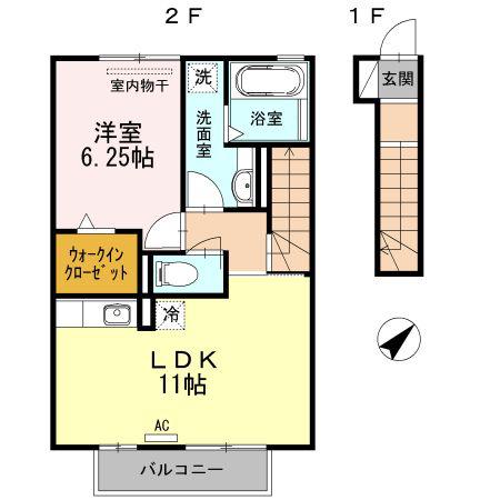 ARC VILLA(1LDK/2階)の間取り写真
