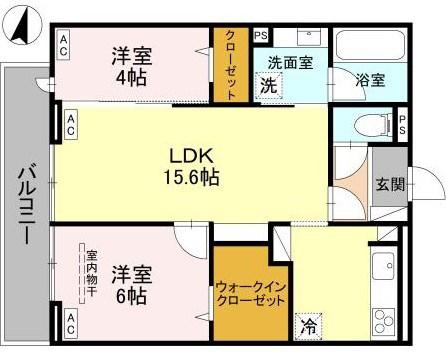 NOBLE PALACE戸塚東 B(2LDK/2階)の間取り写真