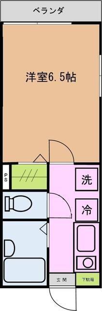 エクレールK花水台(1K/1階)の間取り写真