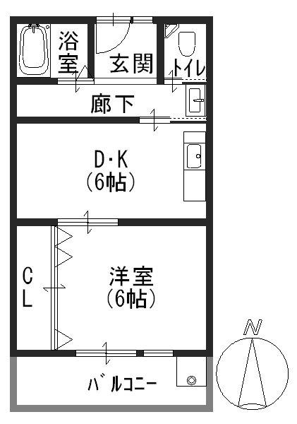 伊藤マンション(1DK/2階)の間取り写真