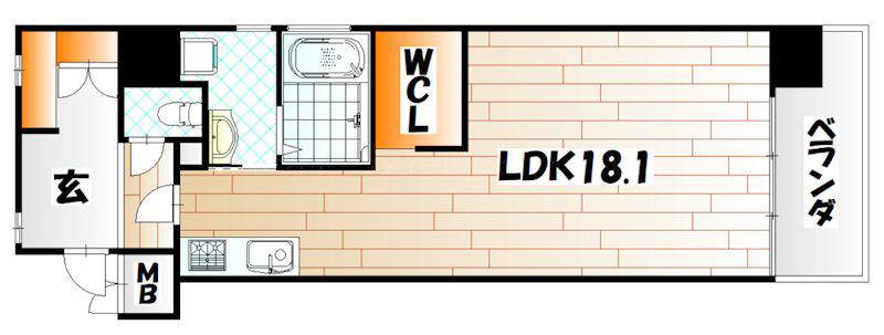コンプレート古船場(1LDK/10階)の間取り写真