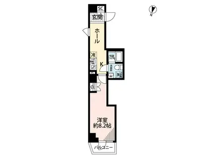プレール・ドゥーク池上II(1K/10階)の間取り写真