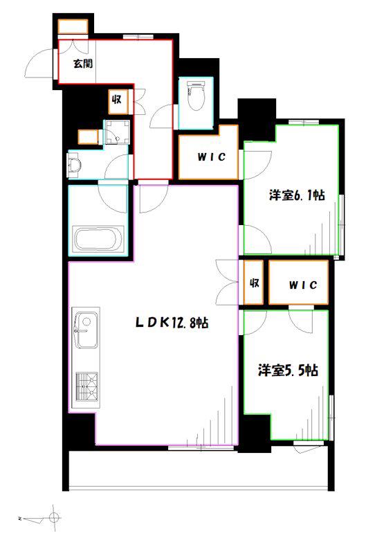 KDXレジデンス三鷹(2LDK/11階)の間取り写真