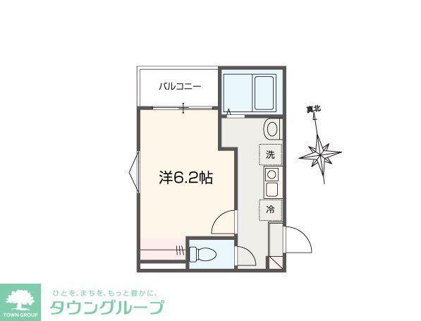 FIORITO六実(1K/1階)の間取り写真