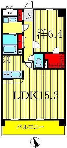 柏808タワー(1LDK/8階)の間取り写真