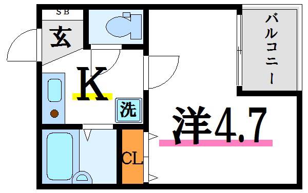 グランパイン小岩(1K/1階)の間取り写真