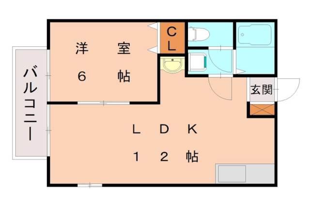 アメニティロード21 B(1LDK/1階)の間取り写真