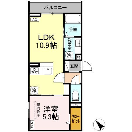 ドムクレスト清新二丁目(1LDK/2階)の間取り写真