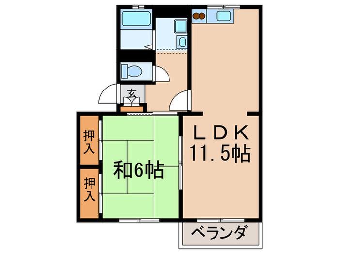 ベルシェトワ一社(1LDK/2階)の間取り写真