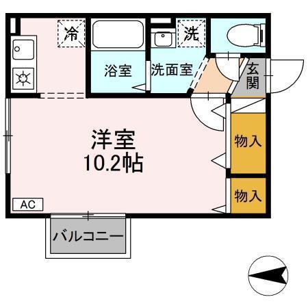ウィルモア八柳(ワンルーム/2階)の間取り写真