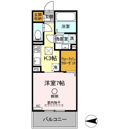 DーROOM本山(1K/1階)の間取り写真