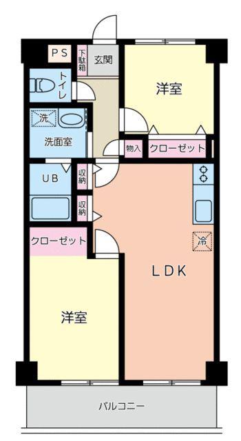 RESTAひばりが丘(2LDK/1階)の間取り写真