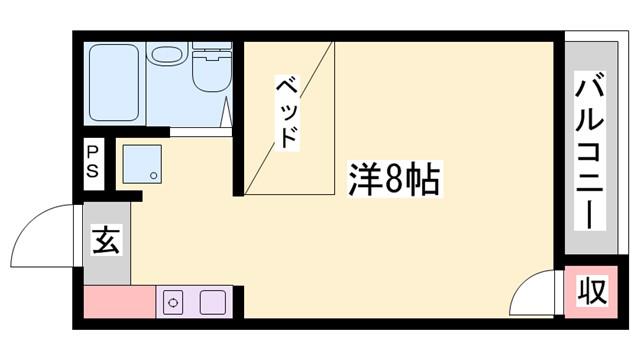 ジュネス新在家F(ワンルーム/2階)の間取り写真