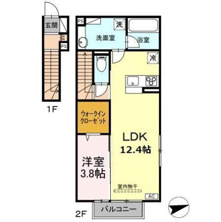 SHERRY(1LDK/2階)の間取り写真