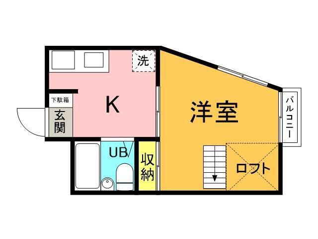 ハイツ柿生(1DK/1階)の間取り写真