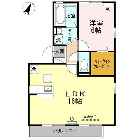 グリーンコート(1LDK/1階)の間取り写真