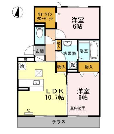 アルティスタ(2LDK/1階)の間取り写真