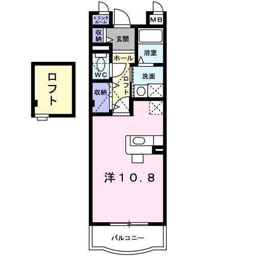 シャンポール・A(ワンルーム/4階)の間取り写真