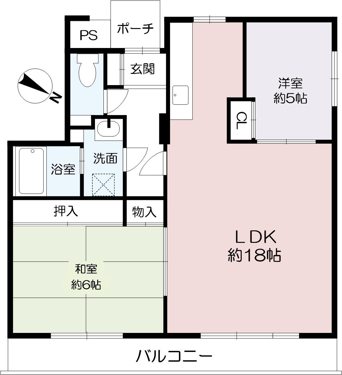グラーノ芦屋(2LDK/1階)の間取り写真