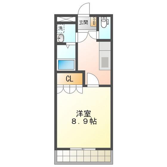 ラポール和田(1K/1階)の間取り写真