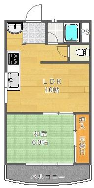 池田ハイツ(1LDK/4階)の間取り写真