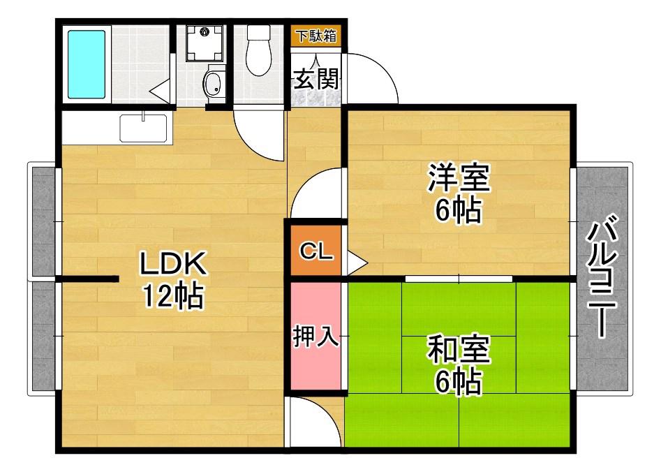 ロアールB(2LDK/1階)の間取り写真
