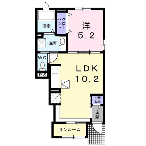 メゾン七番館(1LDK/1階)の間取り写真
