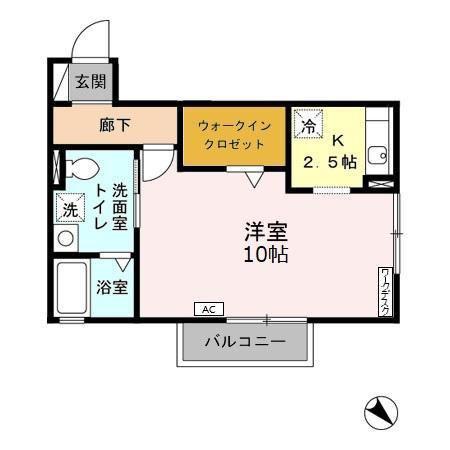 リビングタウン東郷 B棟(1K/2階)の間取り写真