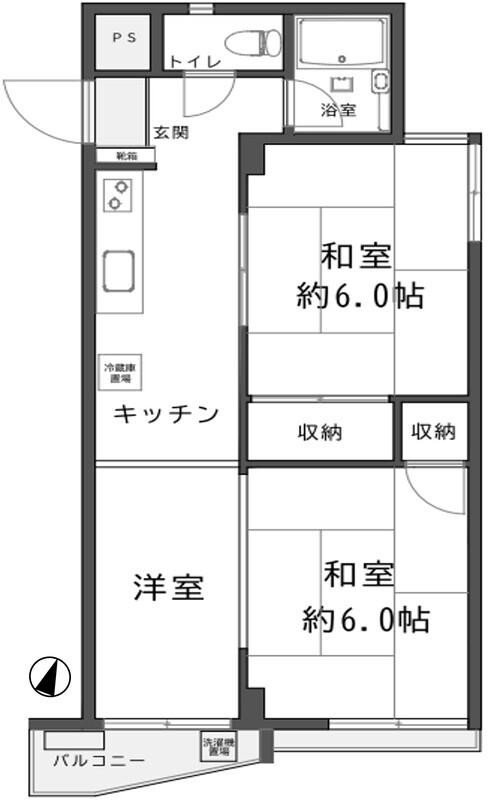 サイビル(3K/3階)の間取り写真