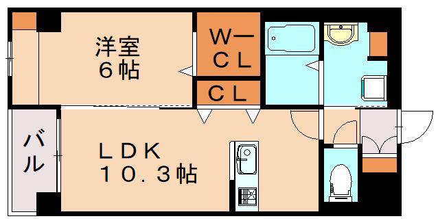 エージュ山王(1LDK/4階)の間取り写真