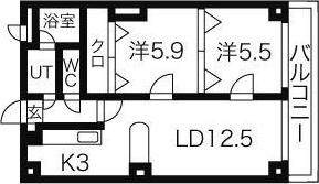 サントアリオデ平岸(2LDK/4階)の間取り写真